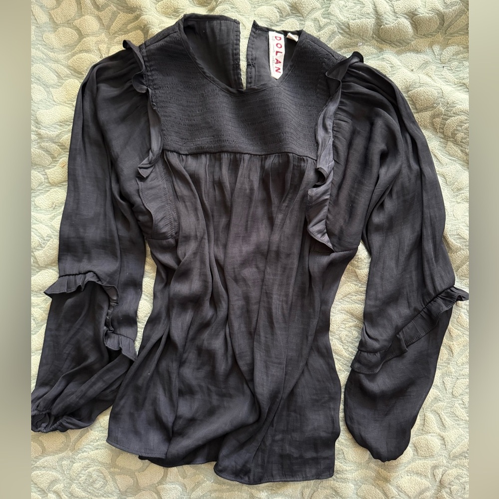 Anthropologie Dolan Charcoal Ruffled Blouse